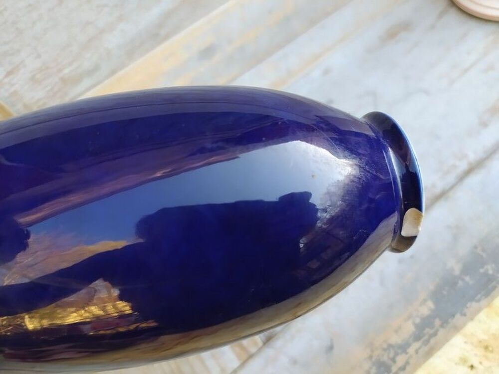 Vase Porcelaine Bleue Cobalt Style S&egrave;vres Décoration
