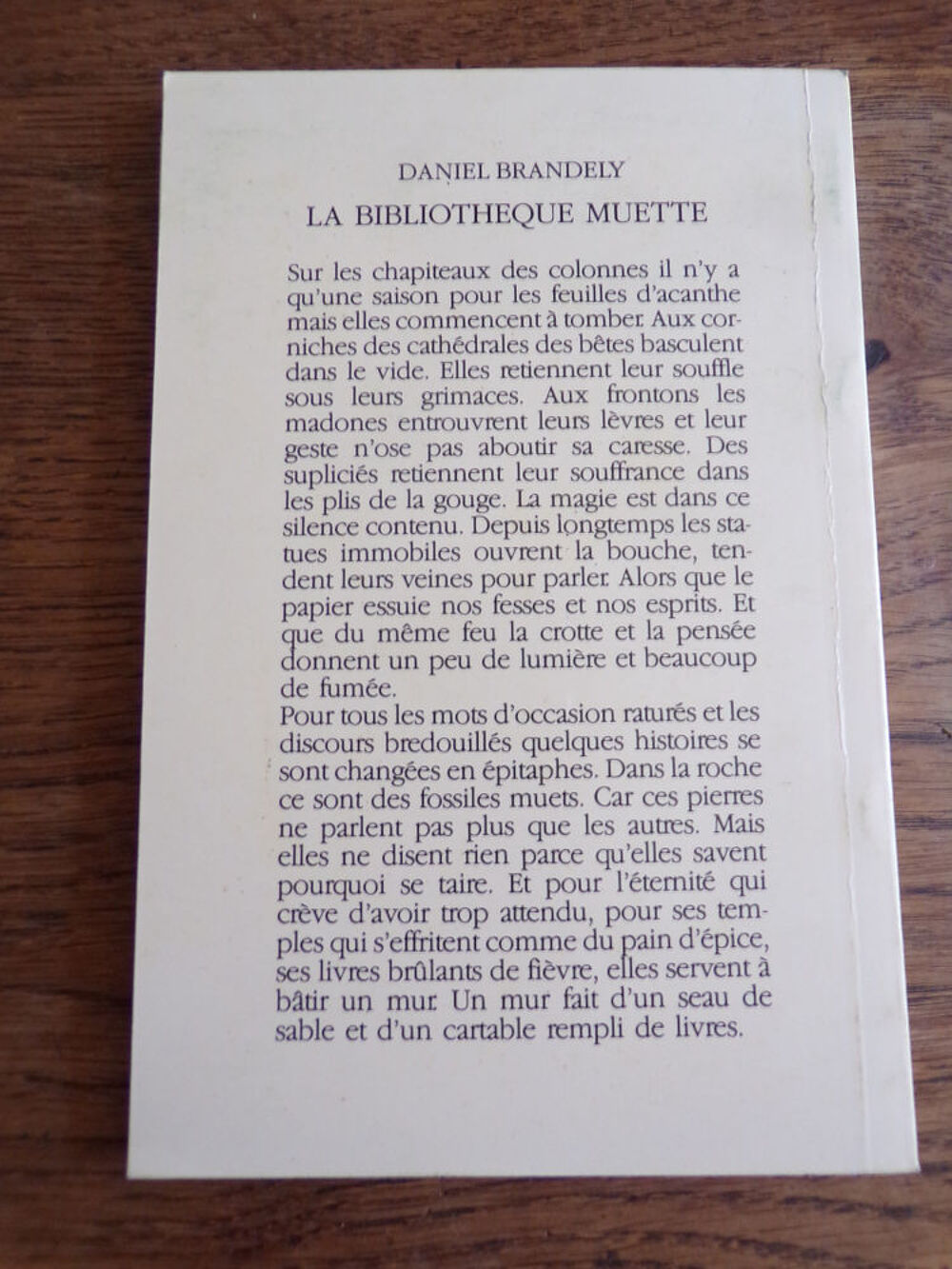 La biblioth&egrave;que muette Daniel Brandely 1989 77 pages Livres et BD