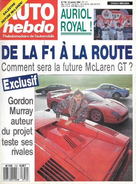 AUTO HEBDO n712 de 1990  FERRARI F40  Rallye de Monte Carlo 2 Castelnau-sur-Gupie (47)