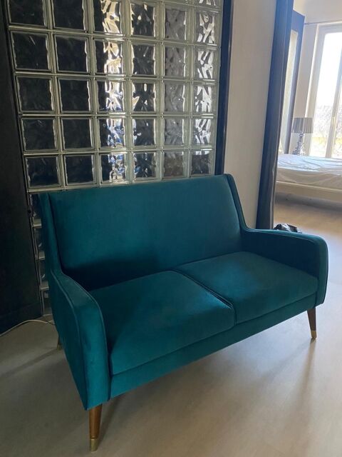 Canap Velours Bleu Deux Places Marseille (13)