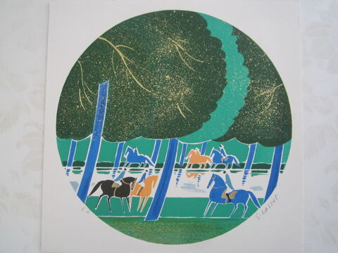 Lithographie - S . Lassus - Chevaux 25 Les Sables-d'Olonne (85)