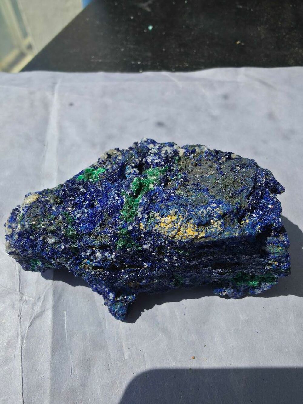 Azurite Bleu Intense, Malachite Fibreuse &amp; Quartz Brut Katanga RDC-131g 