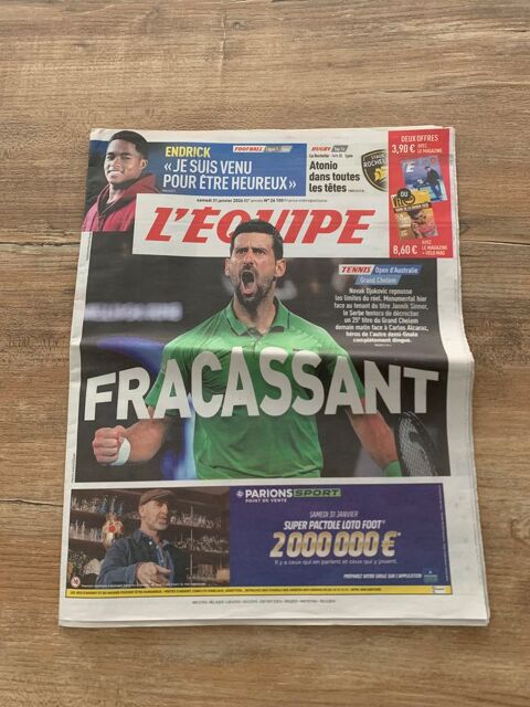 Journal  L' Equipe  Novak Djokovic      Fra Saleilles (66)