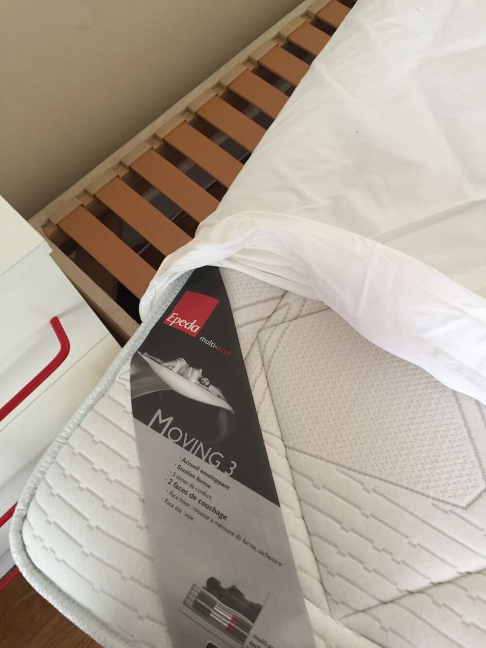 Lit 2 places Matelas neuf MOVING 3 EPEDA 140*190 cm Meubles