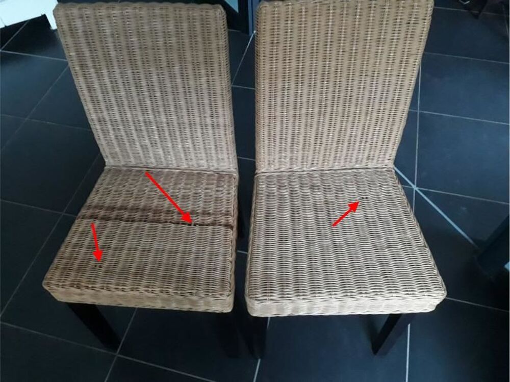 Lot De 6 Chaises En Rotin Et Pieds En Bois Meubles