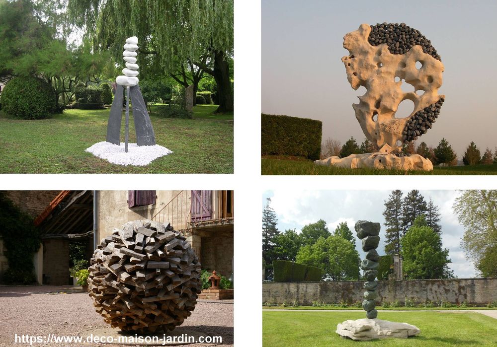 Sculpture D&eacute;coration Maison - Statue Jardin - Pierre M&eacute;tal Jardin