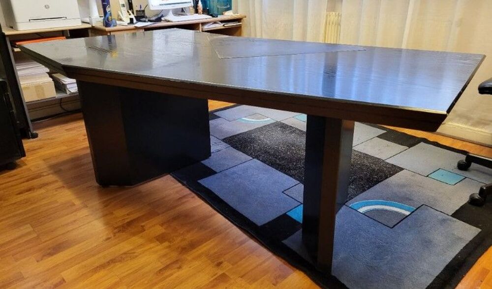 grand bureau design ann&eacute;es 80 bois laqu&eacute; noir Meubles