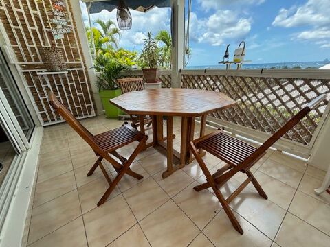 Table jardin teck massif repliable et quatre chaises 200 Sainte-Anne (97)