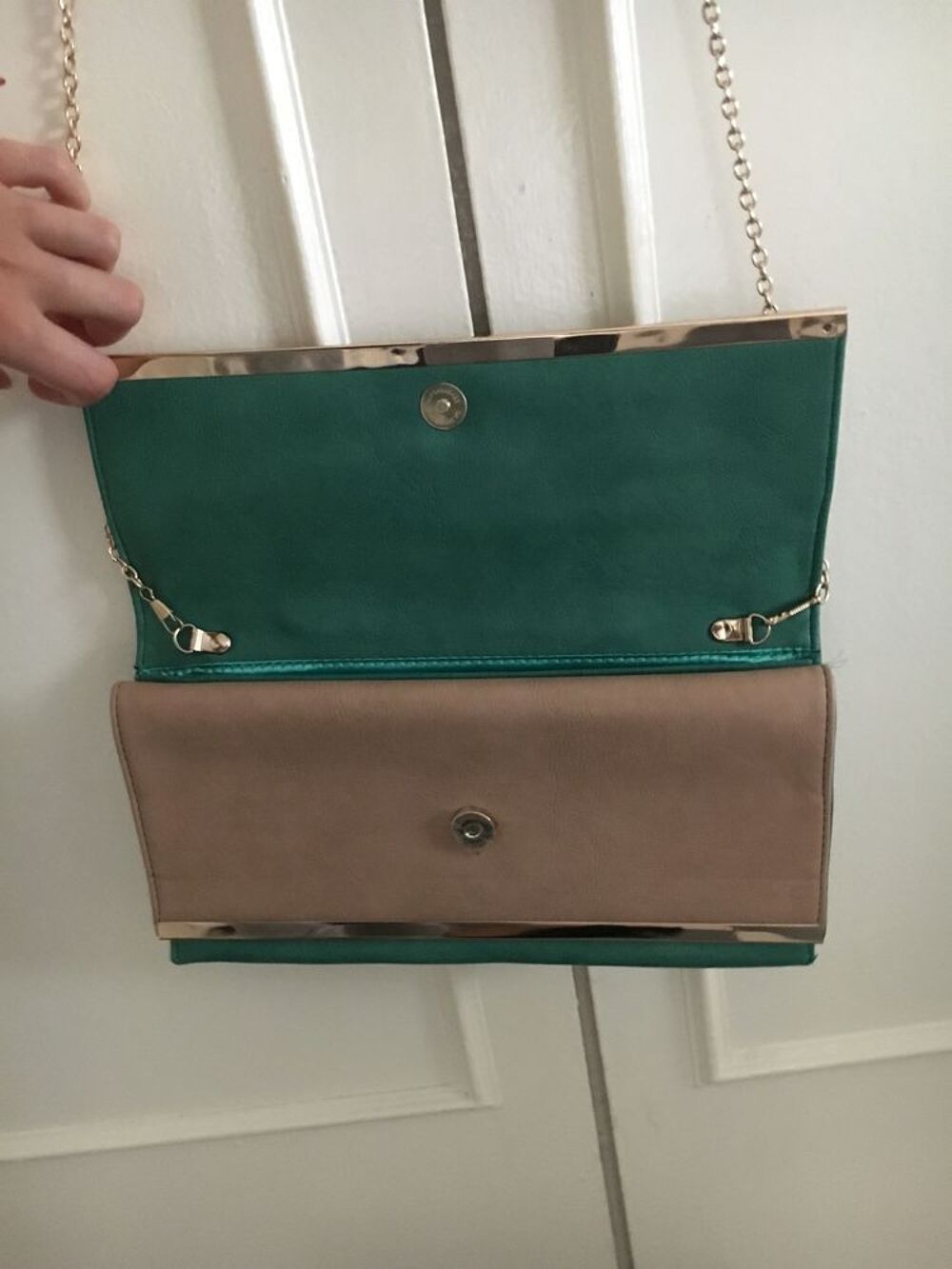 Sac bandouli&egrave;re cha&icirc;ne, vert et or Maroquinerie