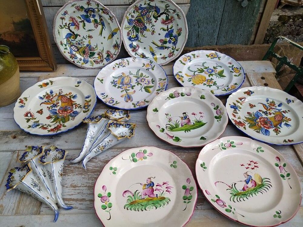 Assiettes Fa&iuml;ence Lun&eacute;ville,Gien, Bouqueti&egrave;re Paimpol Décoration