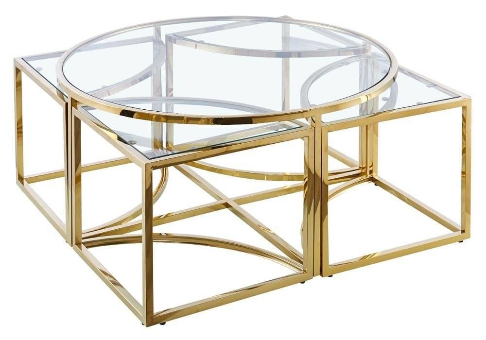 TABLE BASSE DOREE TRANSARENT 90X45cm Meubles