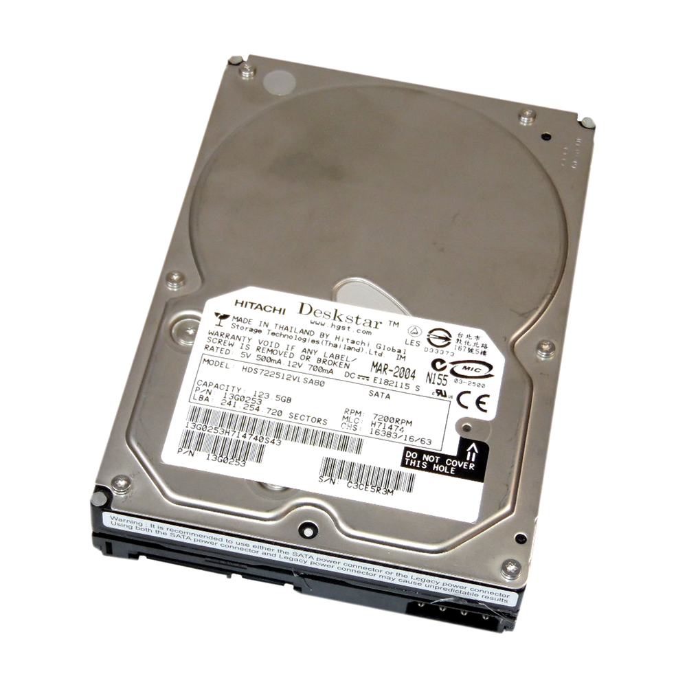 Disque dur PC bureau Sata 3,5" HITACHI 123,5 Go
Disque dur Matériel informatique