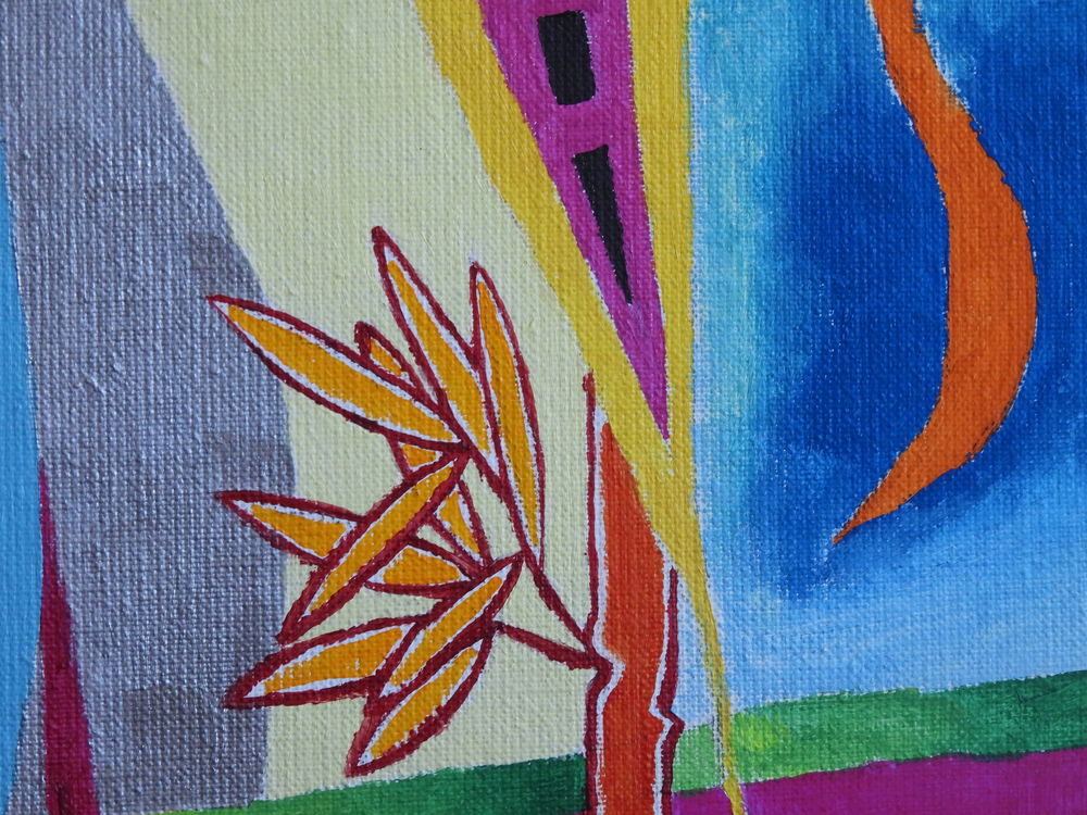 Tableau acrylique sur toile - La p&ecirc;che du h&eacute;ron Décoration
