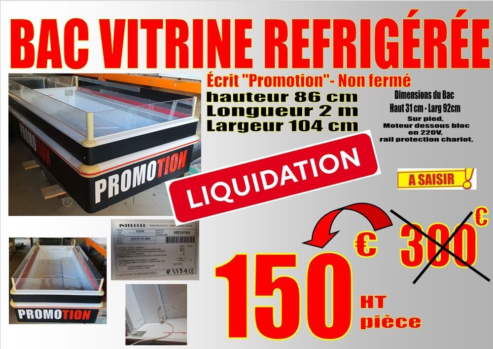 LIQUIDATION de VITRINE ou BAC pour vente REFRIGEREE ou NEGATIVE - 3 choix Meubles