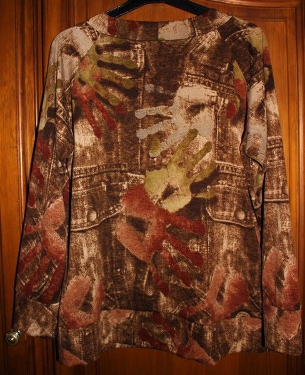 Haut T-shirt marron multicolore en Taille 46-48 Vêtements