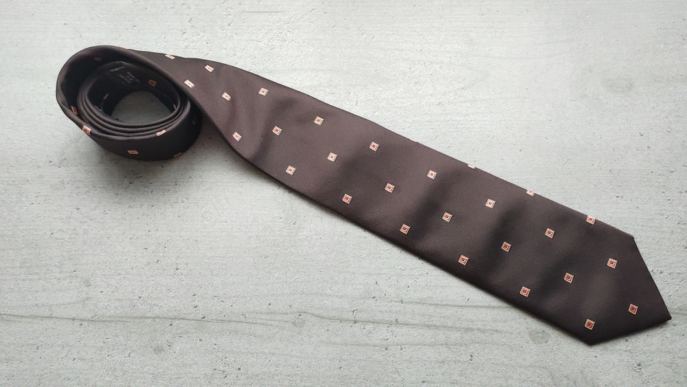 Cravate Brice 100% Soie - Marron Chocolat &agrave; Petits Carr&eacute;s Vêtements