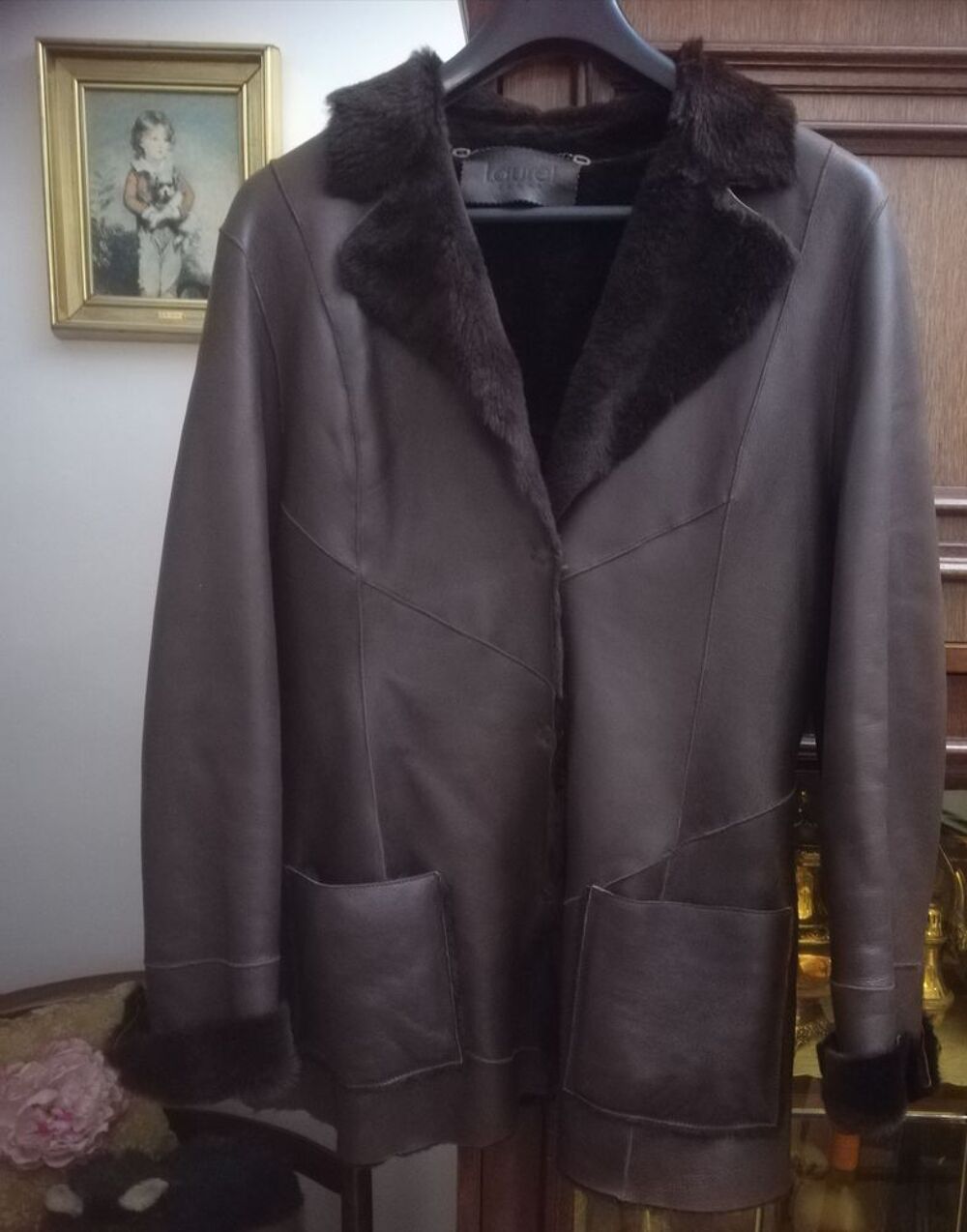 veste 3/4 cuir agneau en bon &eacute;tat. Vêtements