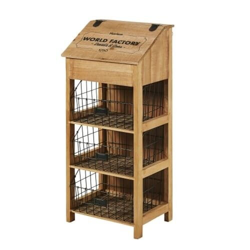 &Eacute;tag&egrave;re 3 paniers en bois Cuisine