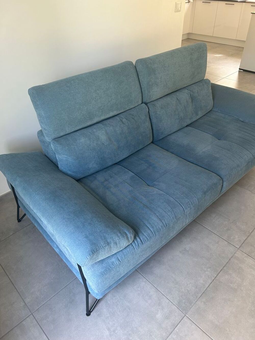 Canap&eacute; bleu en tissu 3 places Meubles