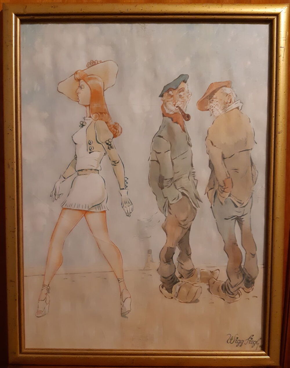 Wigg SIEGL, "Le R&ecirc;ve Passe", aquarelle originale 