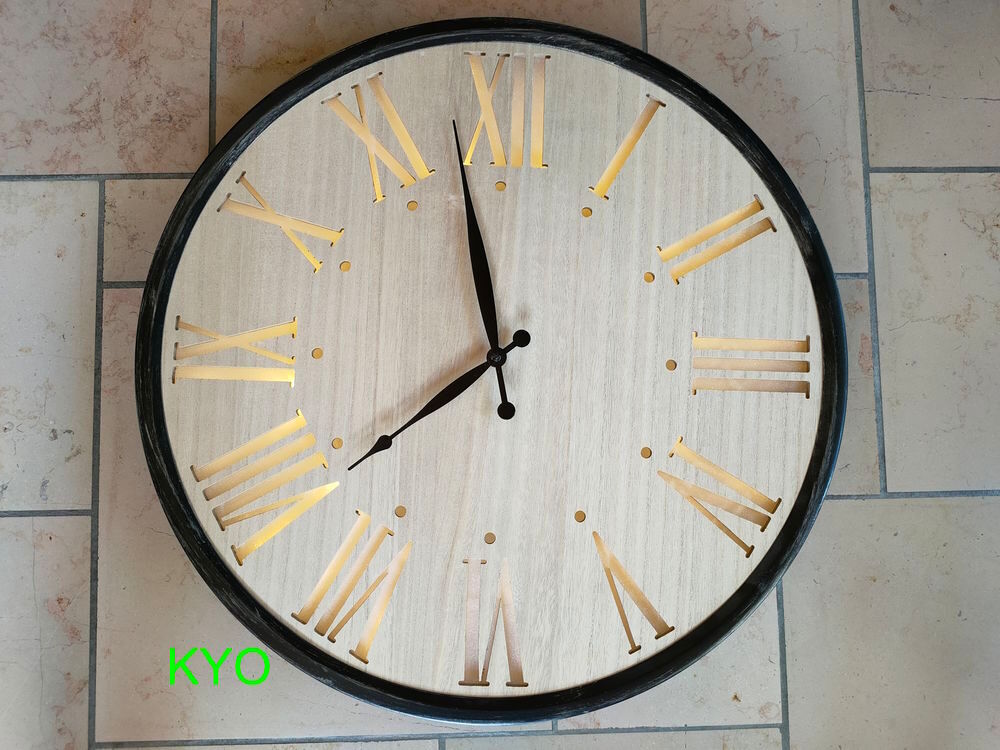Grande Horloge murale industrielle chiffres romains LED 60cm Décoration