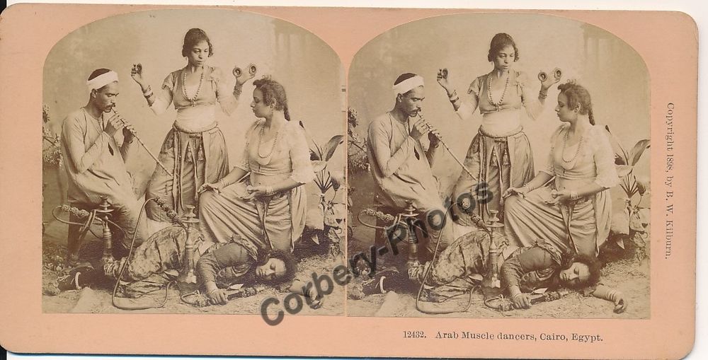 &Eacute;GYPTE LE CAIRE Arabes Music Dancers Photographie Stereoview 