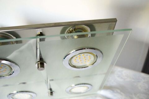 
lot de 2 plafonniers carr�s 4 spots en alu bross� 
35 Le Coteau (42)