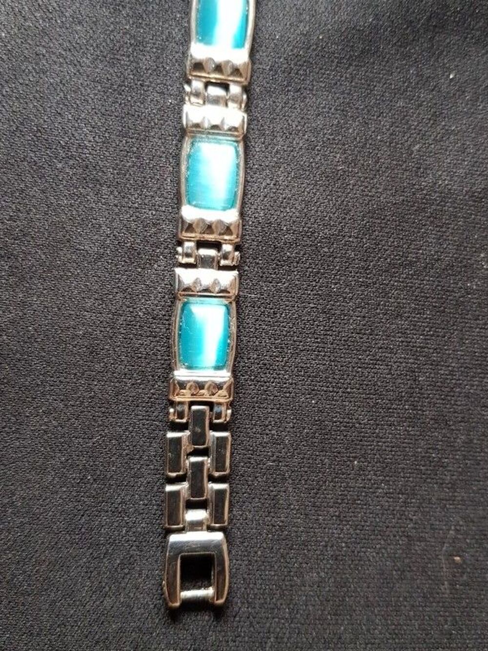 Bracelet pierre bleue metal argent&eacute; neuf 21 cm de long 6 e Bijoux et montres
