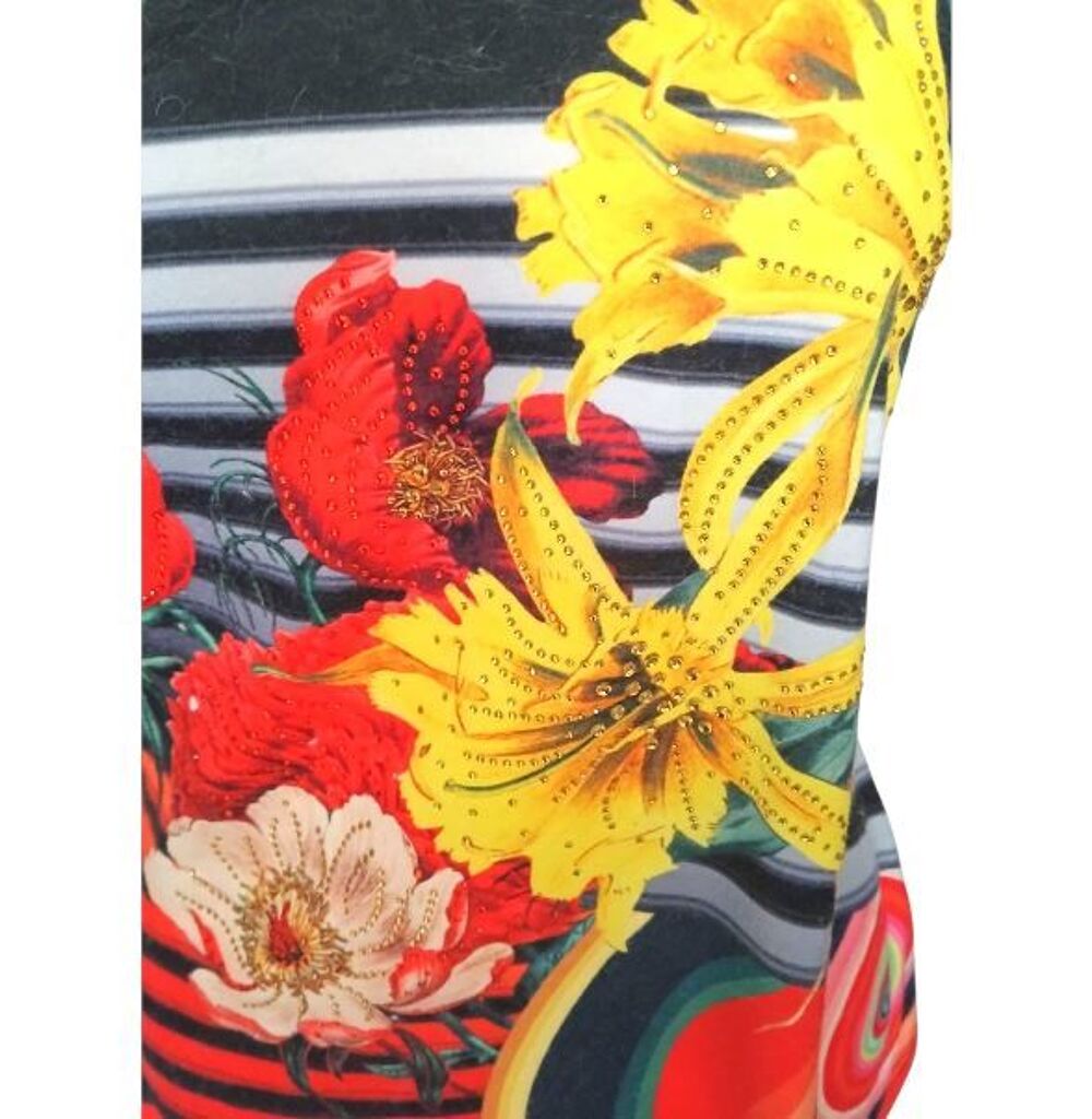 Tee-shirt femme fleur imprim&eacute; taille 38 - Vêtements