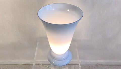 Grande lampe vintage en Verre de Bohême bleu opalin Créteil (94)