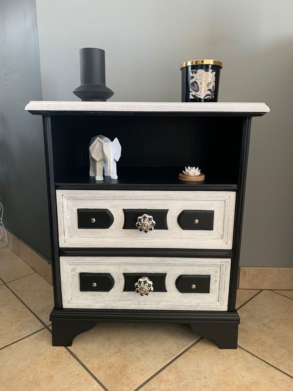 Meuble bois noir et blanc Meubles