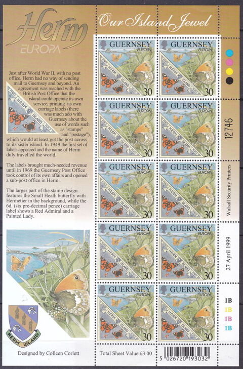 Timbres EUROPE-EUROPA-GB-GUERNESEY 1999 YT 821 - Mi 810Kb 4 Paris 1 (75)