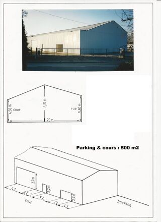Location Autre bâtiment 1000 m2  50 m x 20 m  hauteur 7,70 m Achiet-le-grand
