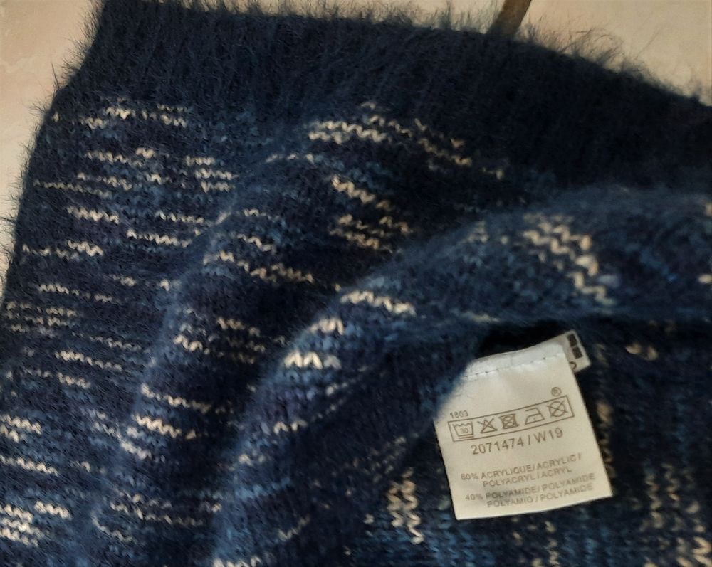 Gilet manteau bleu marine imprim&eacute; L 75 cm - T 38 - 40 ou 40 Vêtements