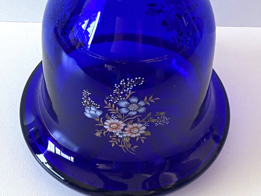 Atypique Gros Vase Photophore Verre &Eacute;pais Bleu Cobalt D&eacute;co 