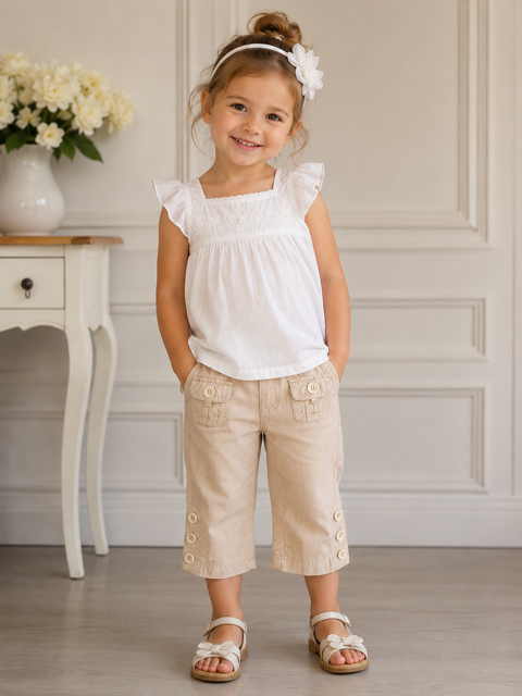 Pantacourt fille collection ceremonie vertbaudet 2 ans beige 5 Brienne-le-Château (10)