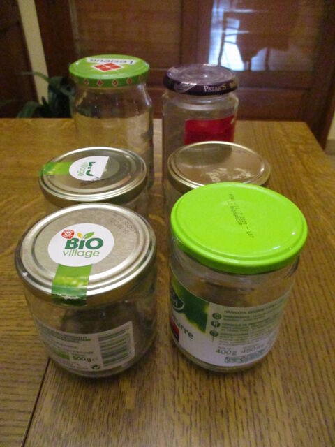 lot de 6  bocaux en verre  450 et 500 grammes  pour tout 0 M�rignies (59)