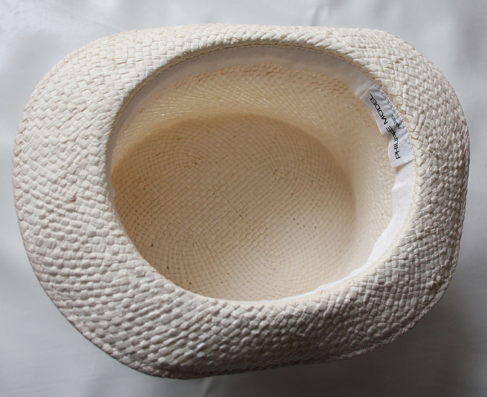 Chapeau Haut de Forme paille blanche PHILIPPE MODEL vintage Vêtements