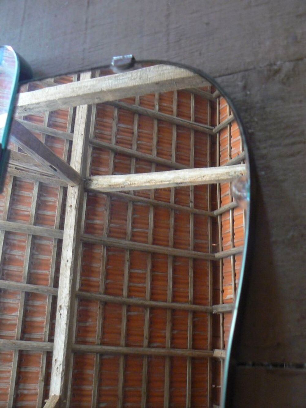 Grand miroir ancien de style art d&eacute;co mont&eacute; sur tr&eacute;teau bois Meubles