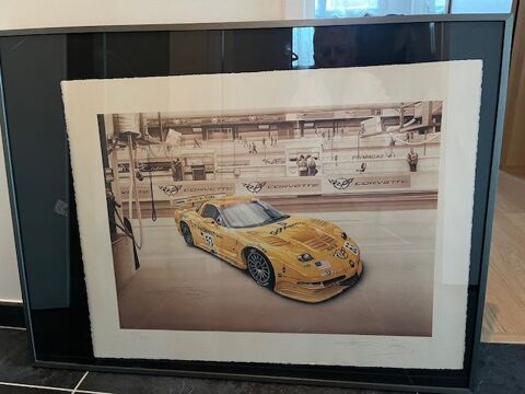 Lithographie Corvette encadr�e et sign�e 30 Vannes-sur-Cosson (45)