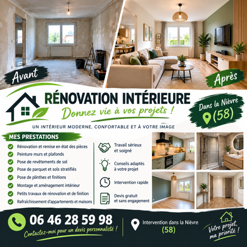 R&eacute;novation int&eacute;rieure 0 58110 Alluy