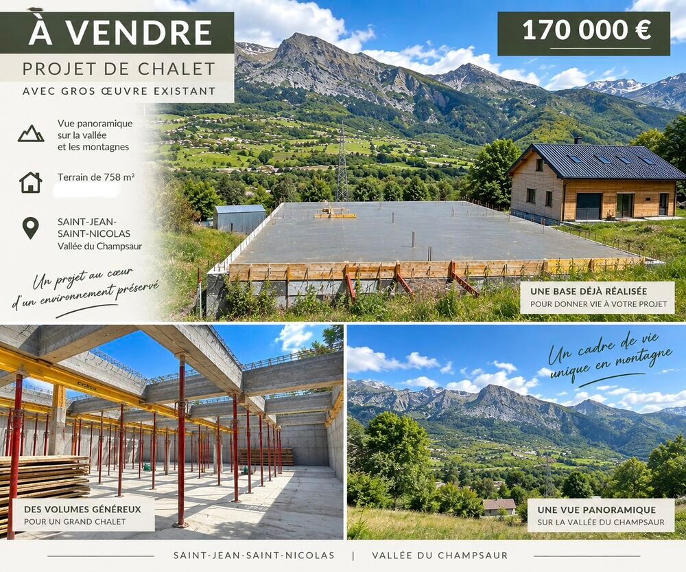 Vente Terrain Projet de chalet avec gros oeuvre existant Saint-jean-saint-nicolas