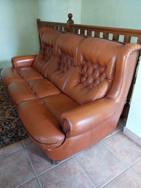 Canap� 3 places en cuir convertible en lit avec matelas  99 Anould (88)