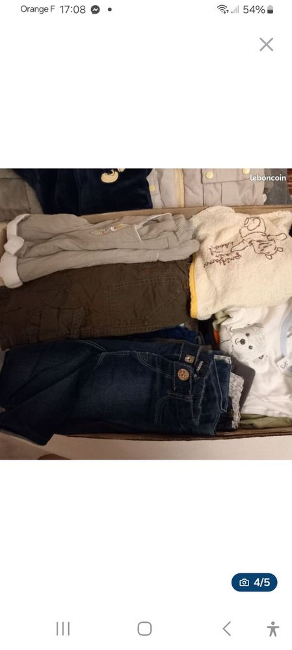 1 carton de 43 v&ecirc;tements gar&ccedil;on 6/9mois
Vêtements enfants