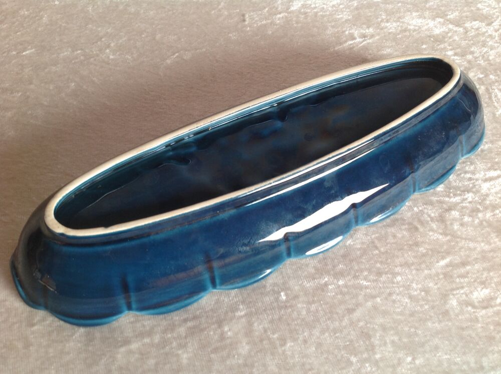 VIDE POCHE OU CENDRIER EN FAIENCE BLEU &Agrave; FLEURS Envoi Possib Décoration
