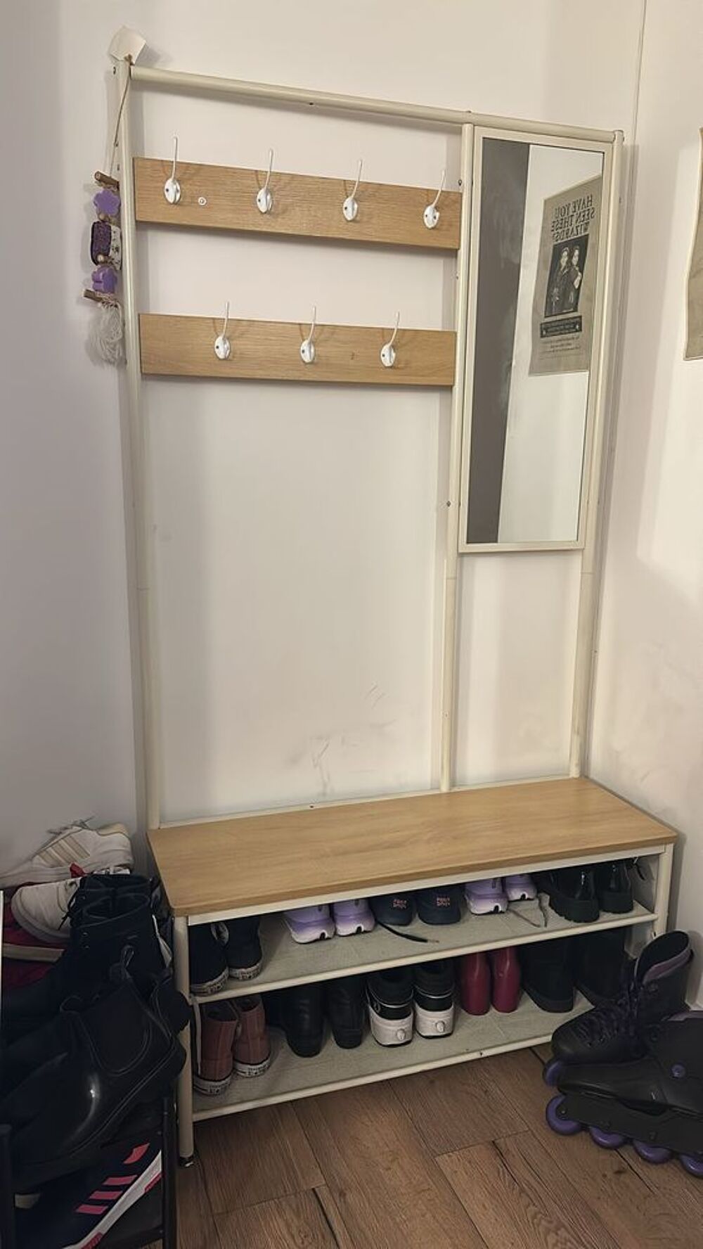Meuble d'entr&eacute;e porte-manteau + banc + rangement chaussures Meubles