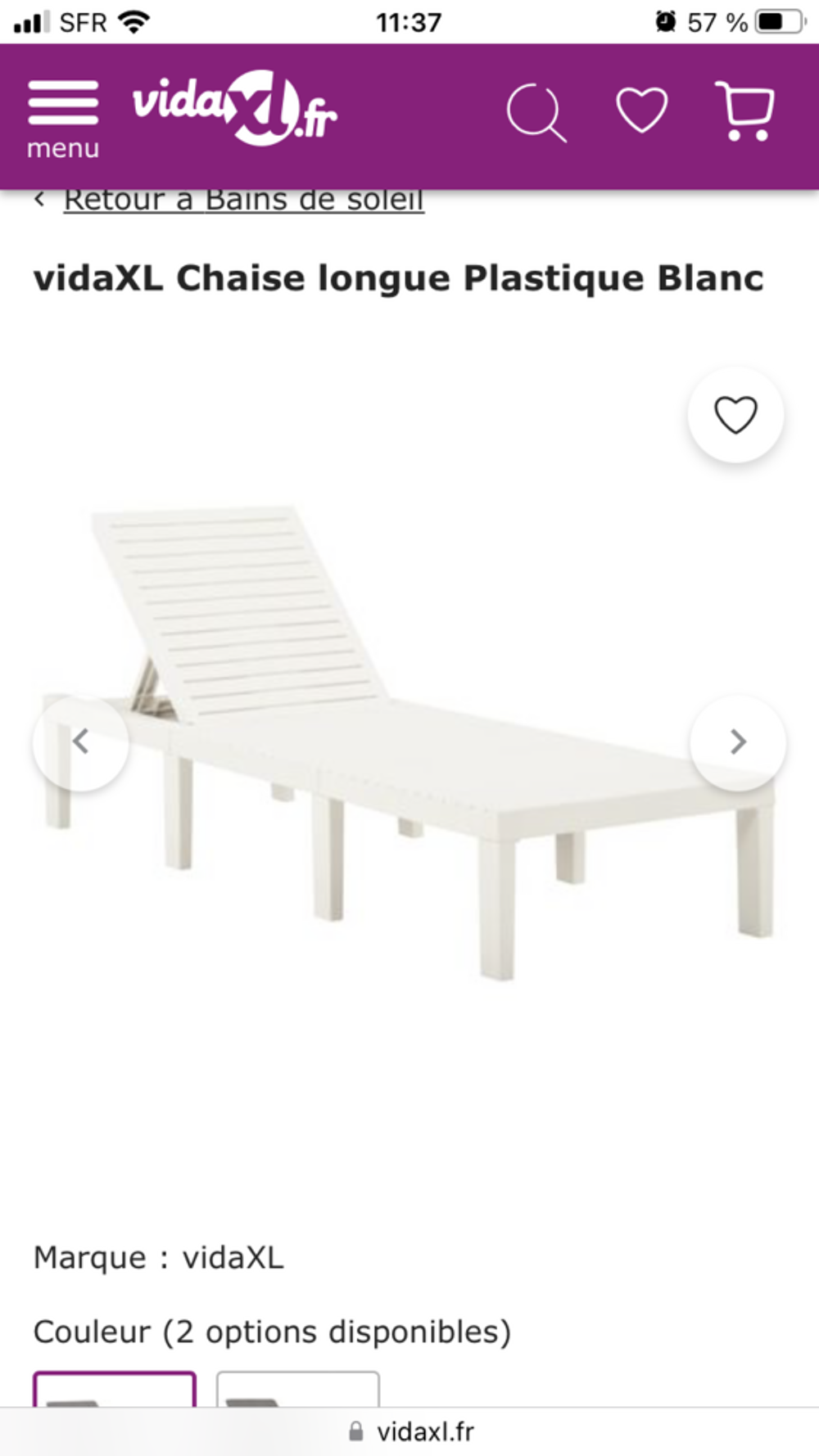 Transat 190 cm plastique Jardin