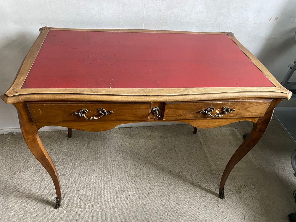 Bureau bois et cuir ancien style Louis XV Meubles