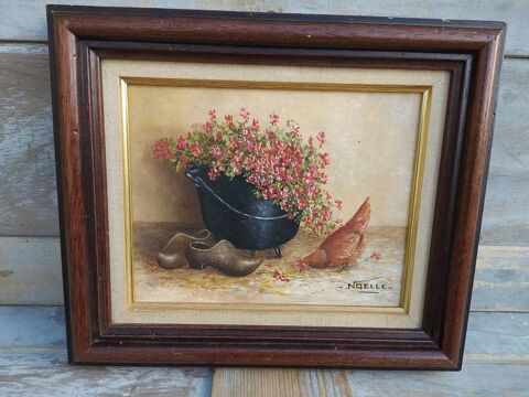 Tableau Poule et G�ranium D�co Campagne Style Ferme  65 Loches (37)