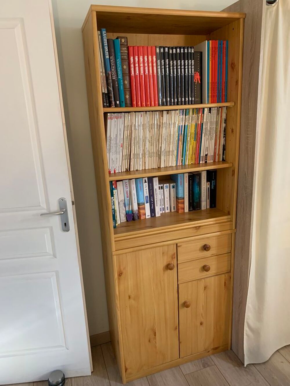  Commode biblioth&egrave;que teint&eacute; pin Meubles